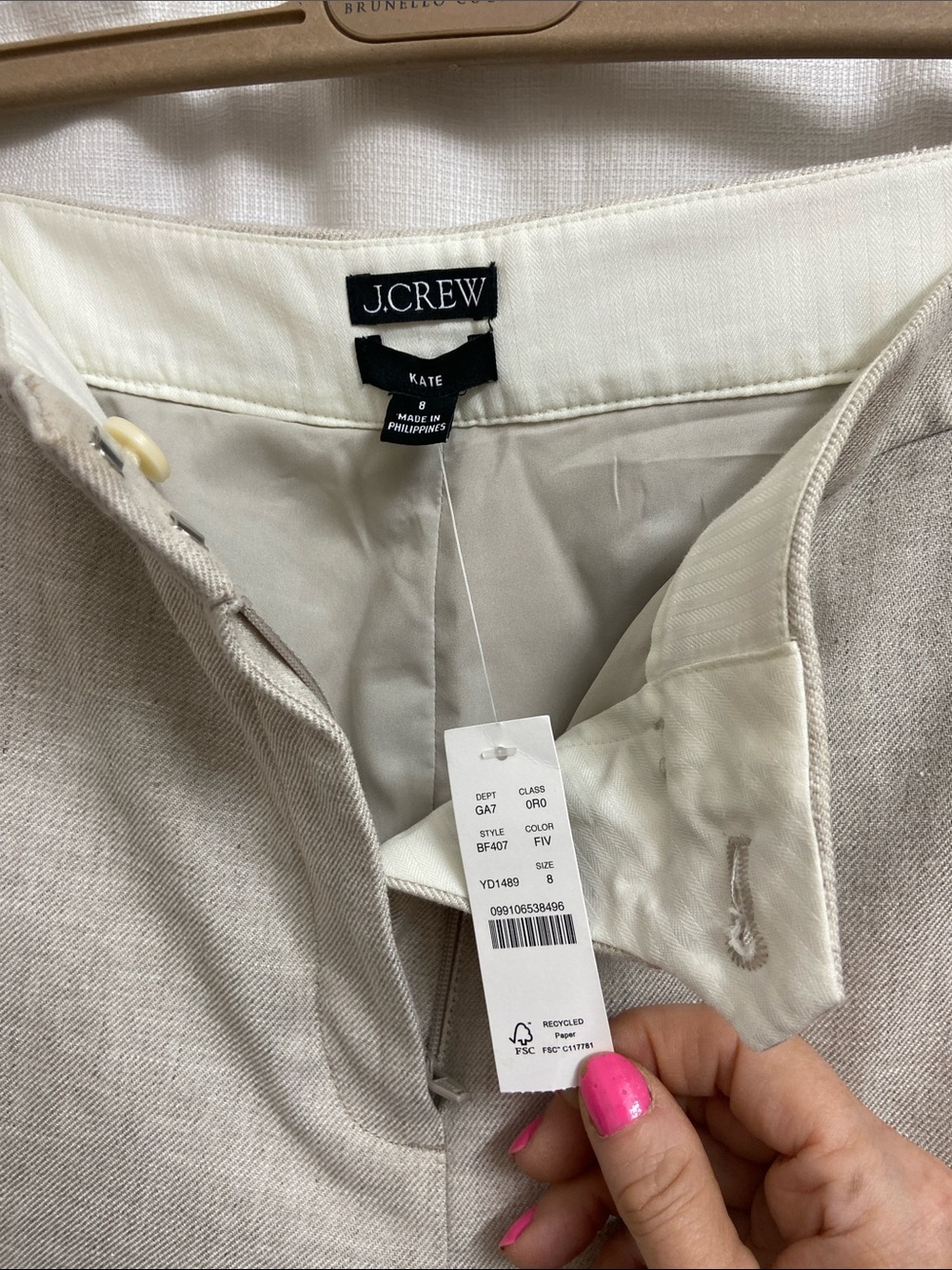 J. Crew Kate Straight-Leg Pant in Natural Linen Neutral Tailored Trouser - Picture 5 of 16